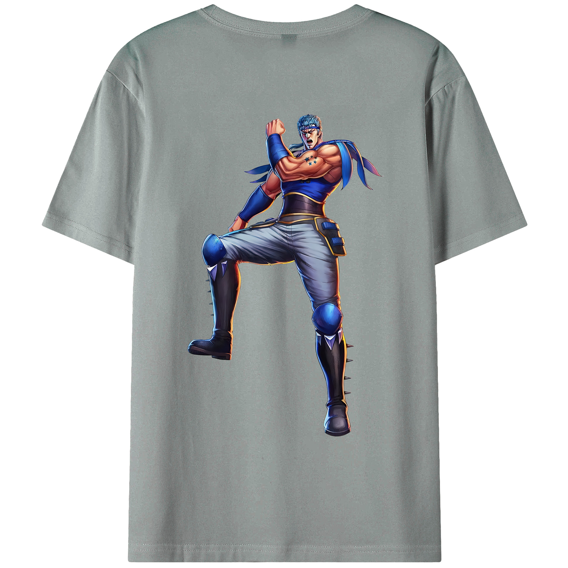 （画像用） 北斗の拳 Fist of the North Star 綿100％ メンズ半袖Tシャツ（バックプリント） 通気性
